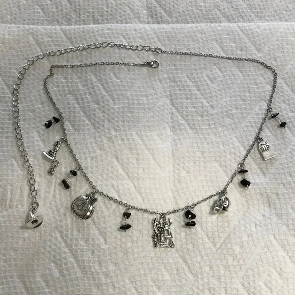“All Hallows Eve" Handmade Silver Halloween Charm Necklace Haunted House Pumpkin - Picture 11 of 15
